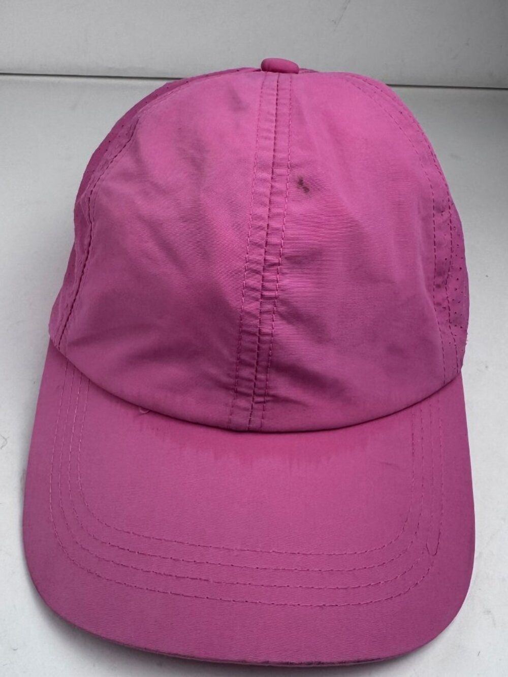 Pink Ponytail Mesh Baseball Hat Running Cap Breathable Crisscross Back As Is